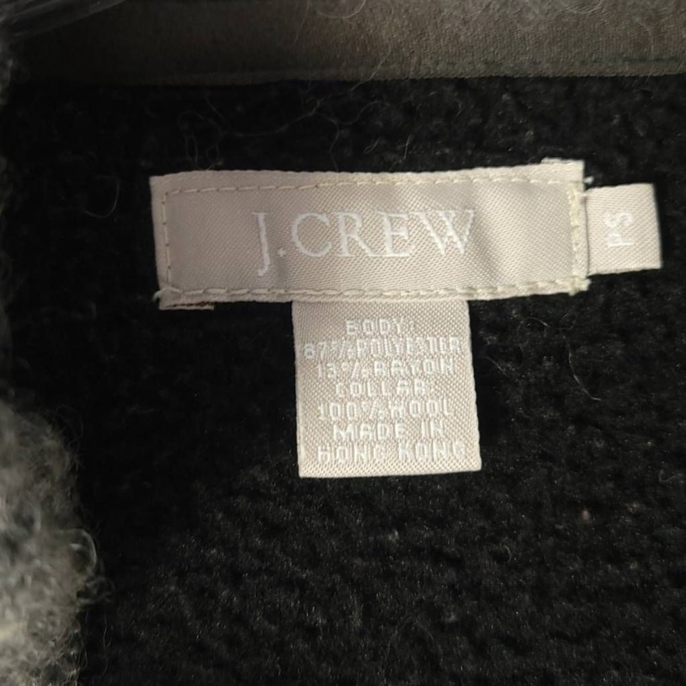 J Crew Womens Jacket Pullover Gray Fleece 1/4 Zip Wool Rib‎ Knit Neck Petites PS - Picture 6 of 6